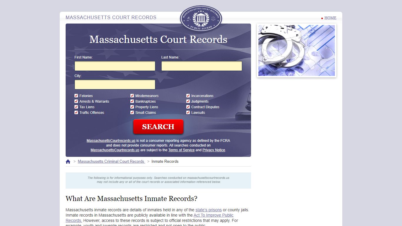 Massachusetts Inmate Search | MassachusettsCourtRecords.us